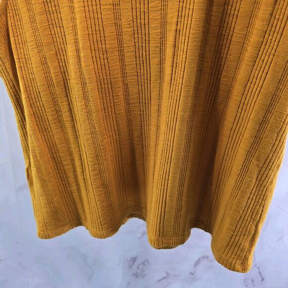 Anthropologie Top Womens XL Tank Yellow Notch Crop Ribbed Mustard Gold Pilcro - Picture 7 of 10